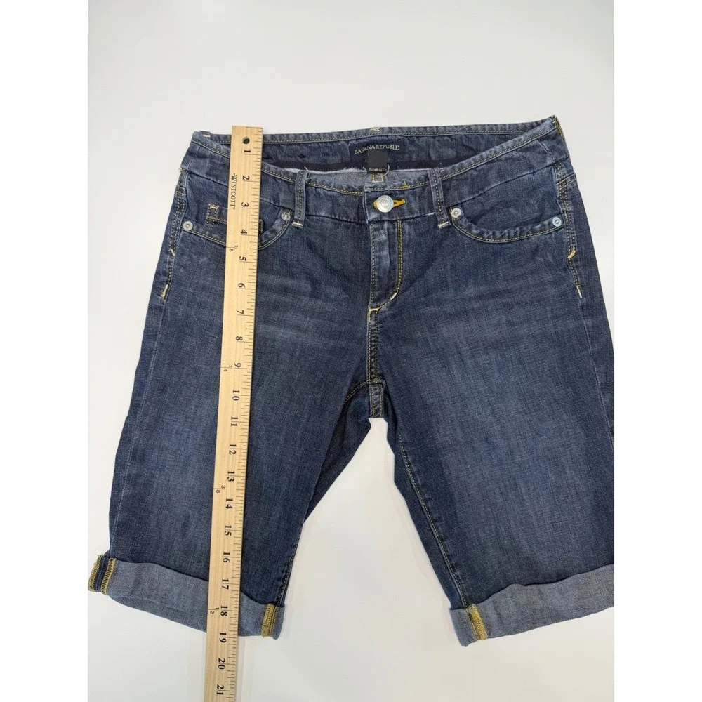 Banana Republic‎ Women Size 27/4 Denim Jean Bermuda Shorts Long Cuffed